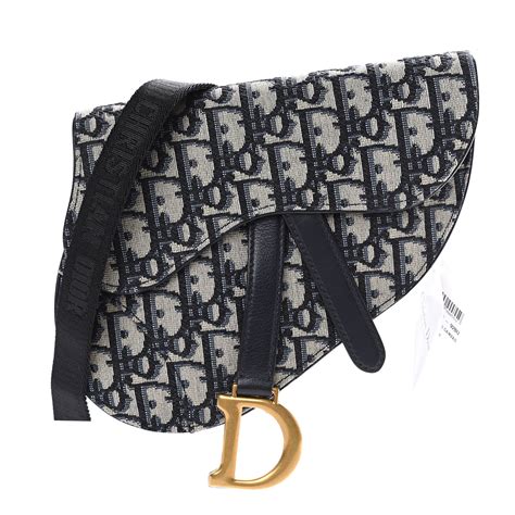 dior mini saddle bag with strap blue dior oblique jacquard women